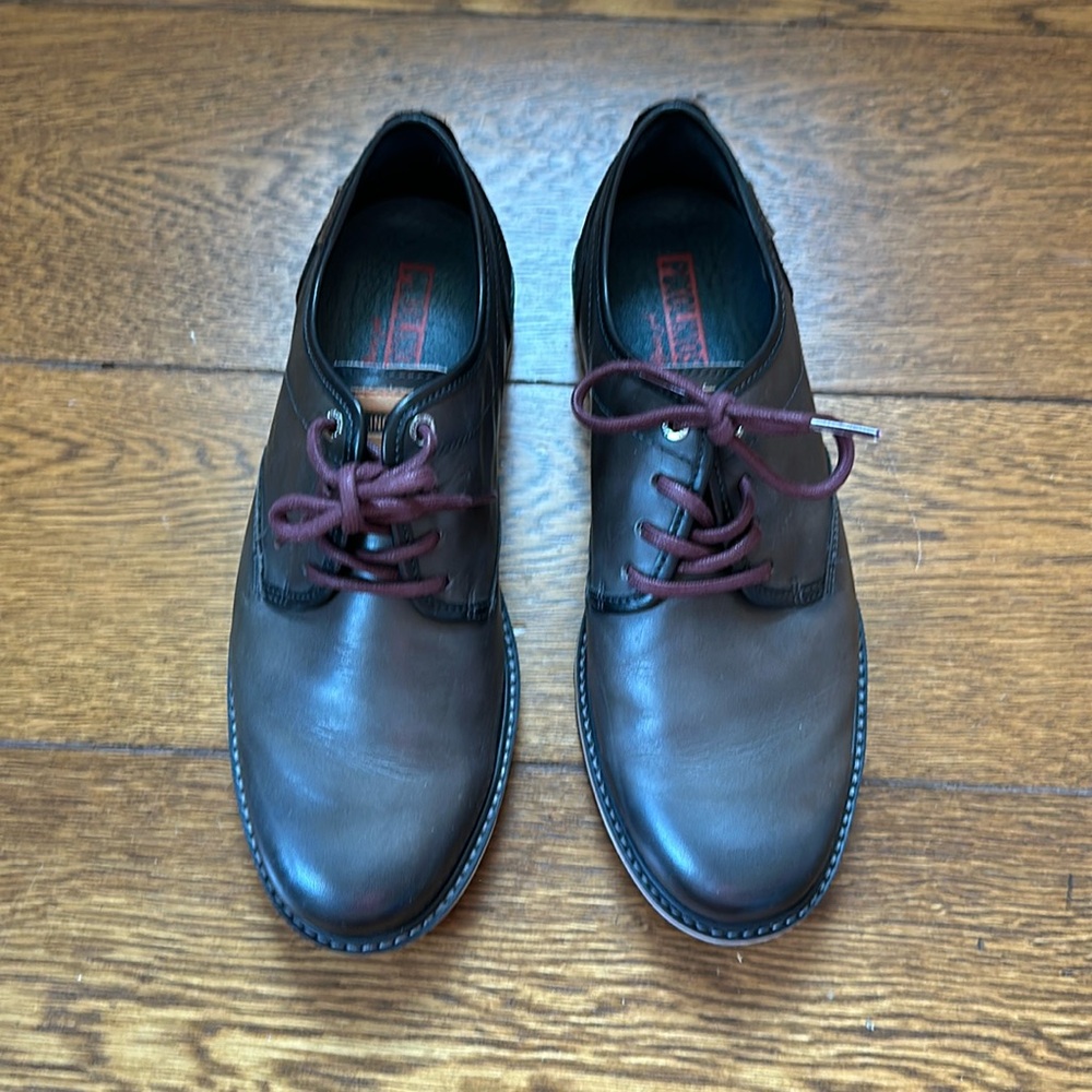 PIKOLINOS Brown Leather Oxfords with Burgundy Laces